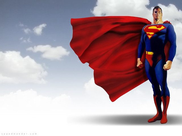 Superman flying clouds blue sky free wallpaper - medium preview image