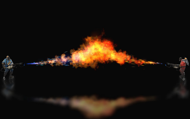 Group people fire filled sky free wallpaper - medium preview image