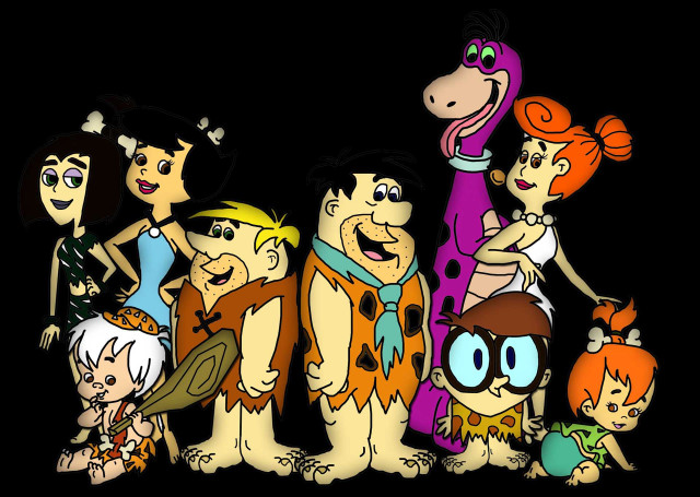 Cartoon characters group standing black free wallpaper - medium preview image