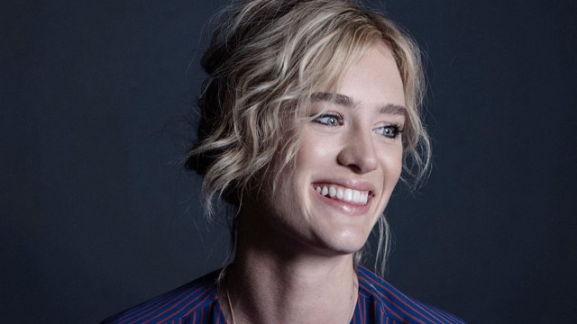Blonde blue eyes smiling black free wallpaper - medium preview image