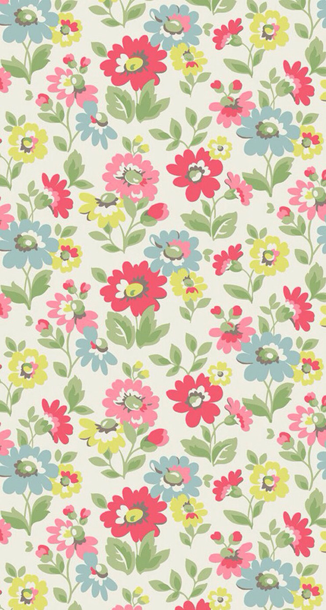 Flowery pattern multicolor flowers white free wallpaper - medium preview image