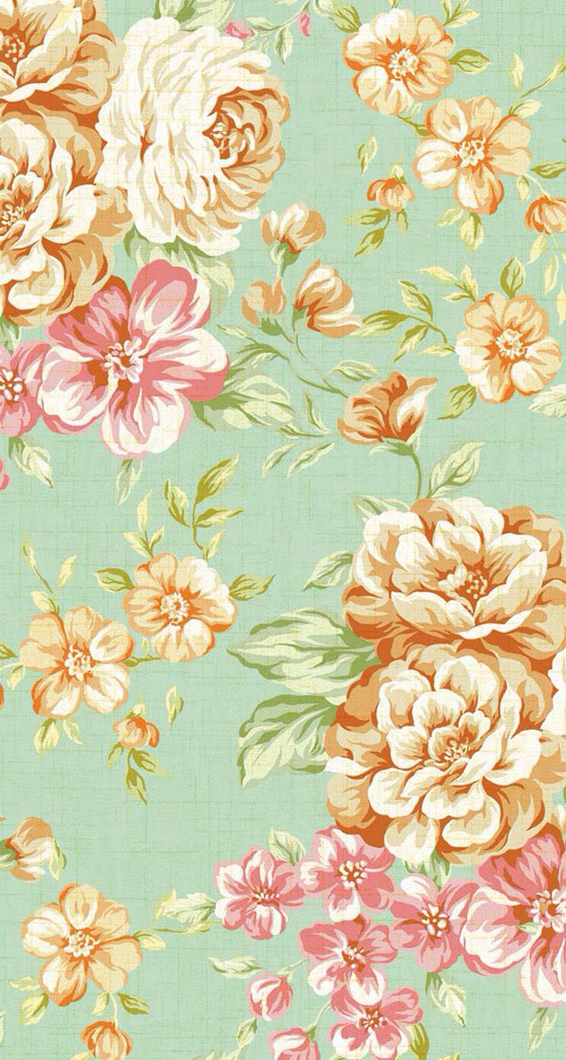Flower pattern colorful green background free wallpaper - medium preview image