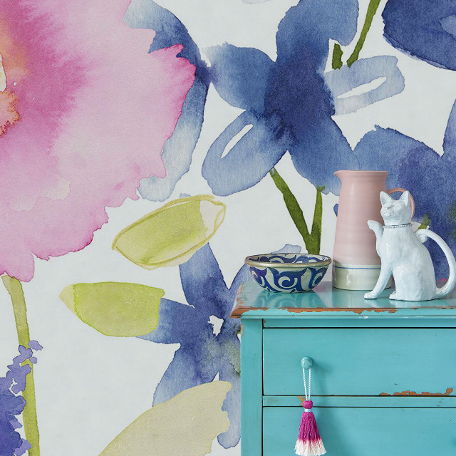 Blue dresser vase cat flower free wallpaper - medium preview image