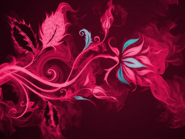 Red blue flower swirls leaves free wallpaper - medium preview image
