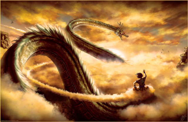 Dragon motorcycle clouds flying man free wallpaper - medium preview image
