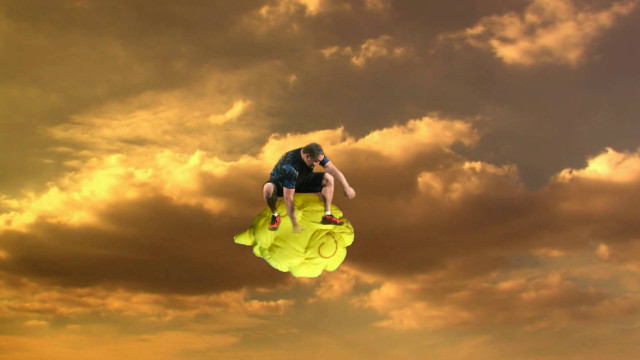 Man flying kiteboard sky clouds free wallpaper - medium preview image