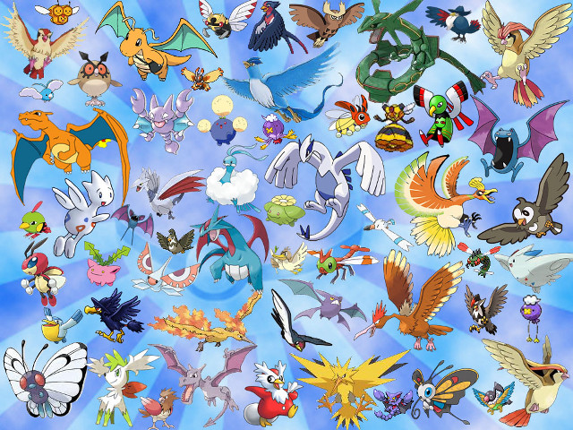 Pokemon collection blue background white free wallpaper - medium preview image