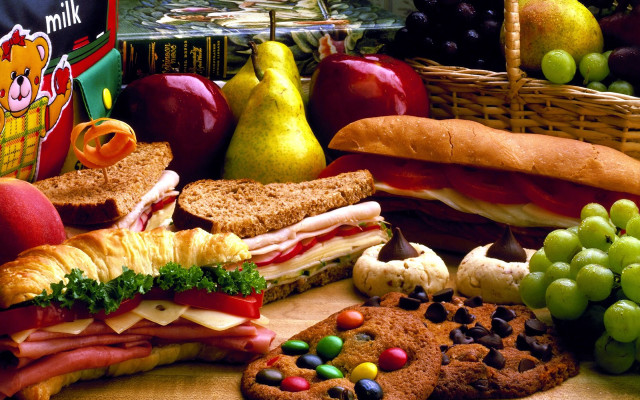 Sandwiches fruit table basket chips #2 free wallpaper - medium preview image