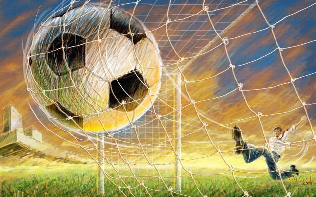 Soccer ball net kicking man free wallpaper - medium preview image