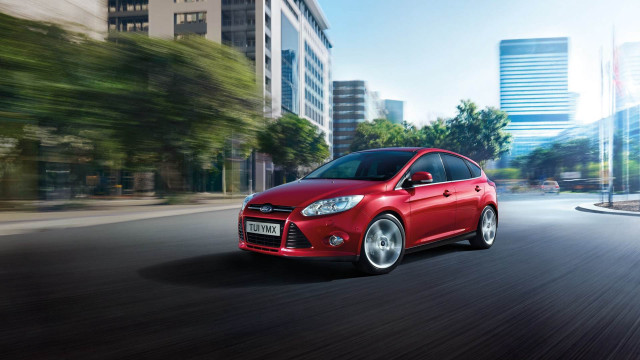Red car city street tall free wallpaper - medium preview image