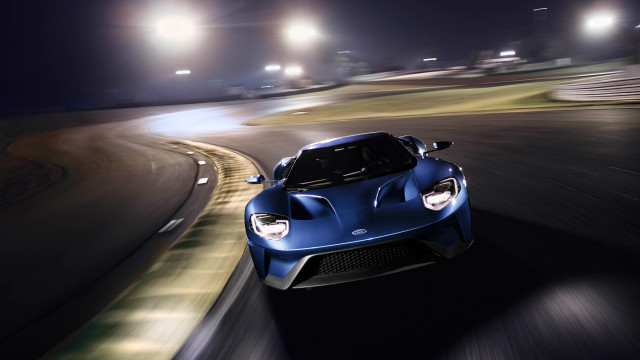 Blue sports car night track free wallpaper - medium preview image