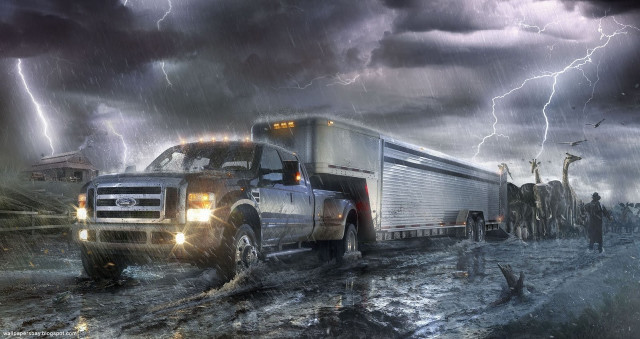 Truck field lightning people group free wallpaper - medium preview image