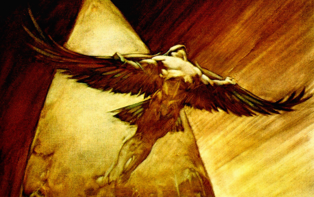 Man bird painting large wings free wallpaper - medium preview image