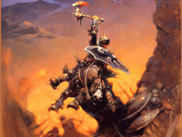 Knight horse flag sword painting free wallpaper - medium preview image