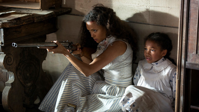 Afrofuturism women child gun sitting free wallpaper - medium preview image