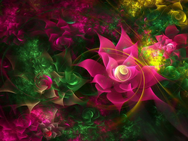 Psychedelic flower fractals glowing plant free wallpaper - medium preview image