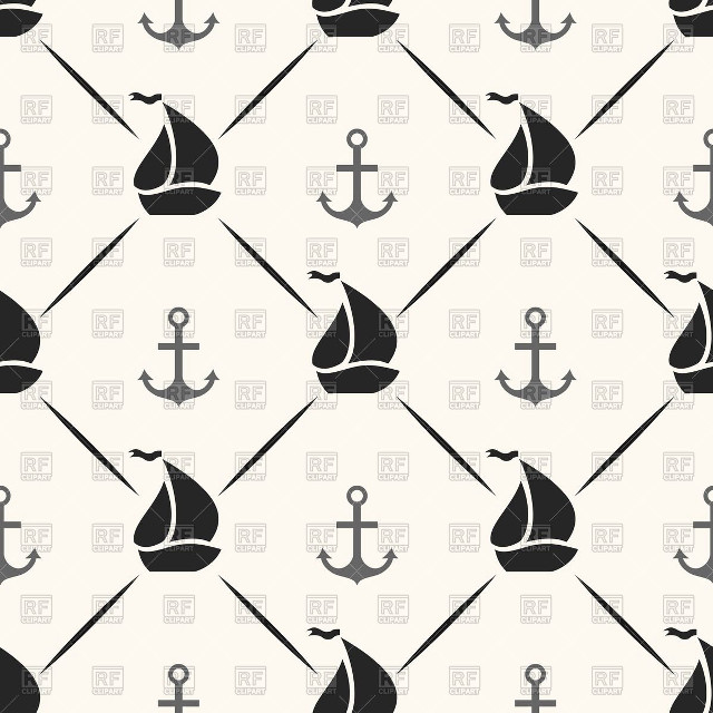 Black white pattern sailboat anchor free wallpaper - medium preview image