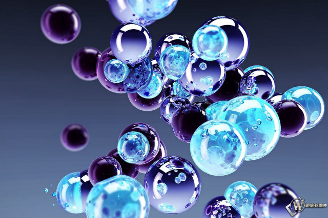 Blue purple bubbles floating black free wallpaper - medium preview image