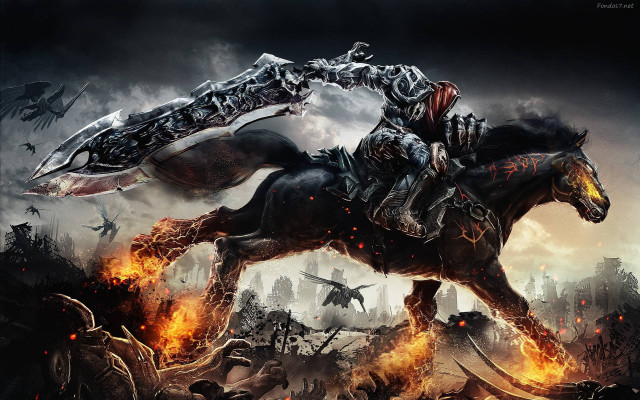 Horse rider fire field sword #2 free wallpaper - medium preview image