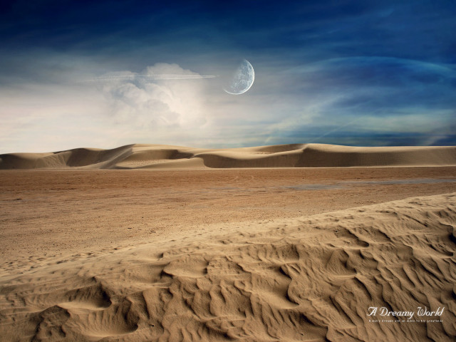 Desert landscape moon distant object free wallpaper - medium preview image