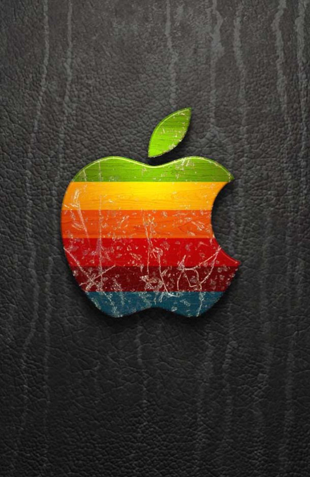 Apple logo rainbow stripe leaf free wallpaper - medium preview image