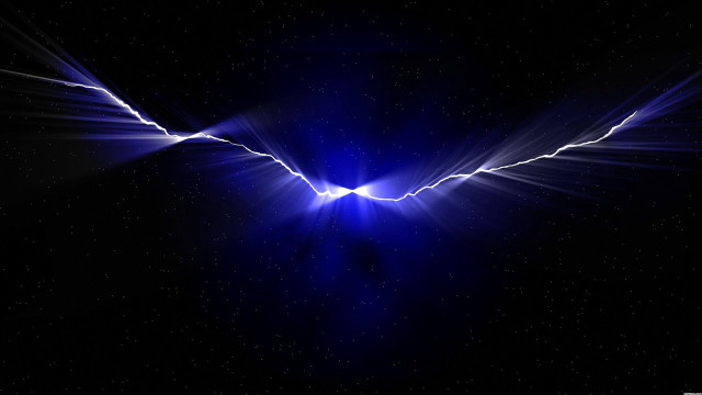 Blue bird glowing wings space free wallpaper - medium preview image