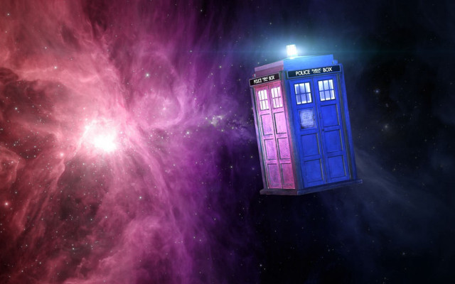 Blue tardish floating space red free wallpaper - medium preview image
