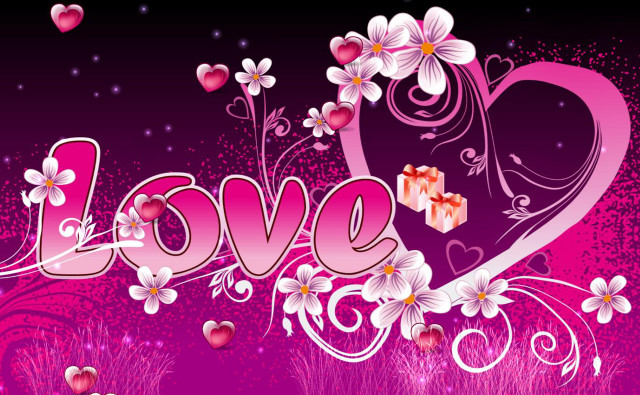 Pink background flowers hearts love free wallpaper - medium preview image