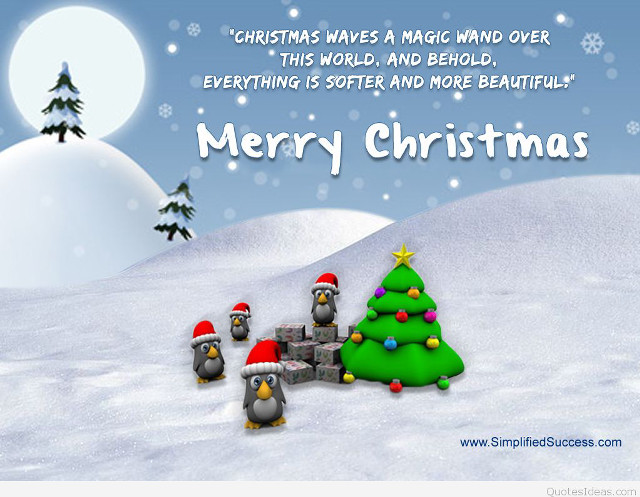 Merry christmas penguins tree snow free wallpaper - medium preview image