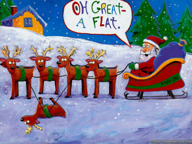 Santa claus sleigh reindeers dog free wallpaper - medium preview image