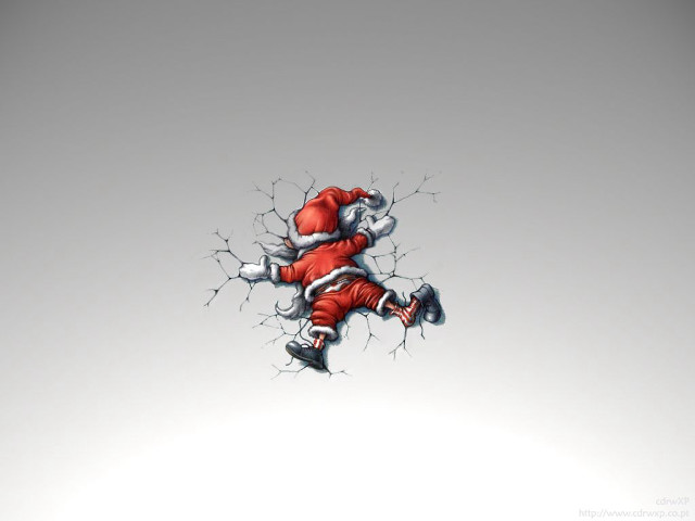 Santa claus breaking through wall free wallpaper - medium preview image