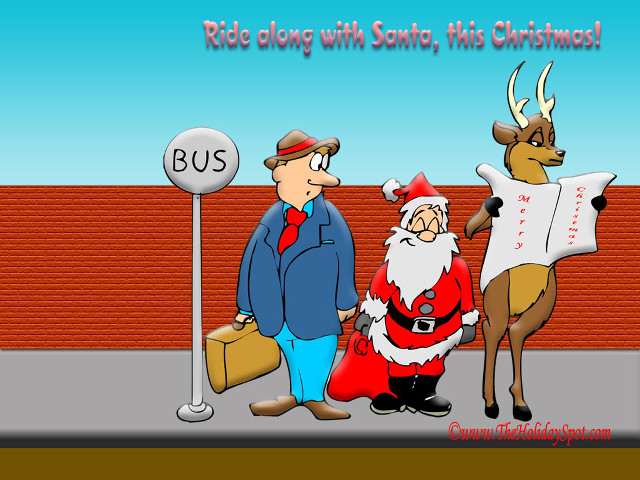 Santa claus reindeer bus sign free wallpaper - medium preview image