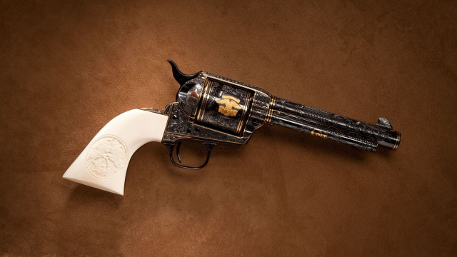 Gun white handle gold emblem free wallpaper - medium preview image