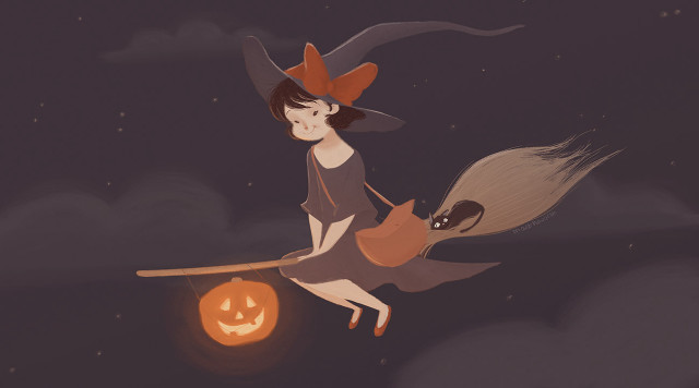 Halloween girl horse pumpkin jackolantern free wallpaper for desktop - medium preview image