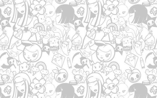 Cartoon characters white gray background free wallpaper - medium preview image
