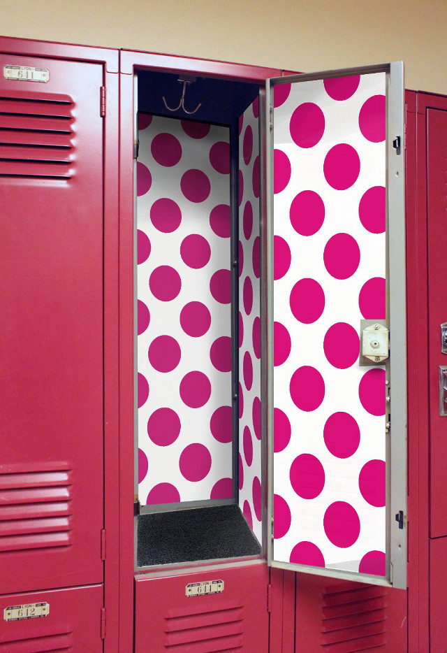 Pink white polka dot locker free wallpaper - medium preview image