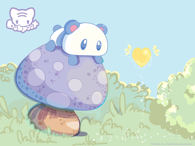 Mushroom panda grass heart balloon free wallpaper - medium preview image