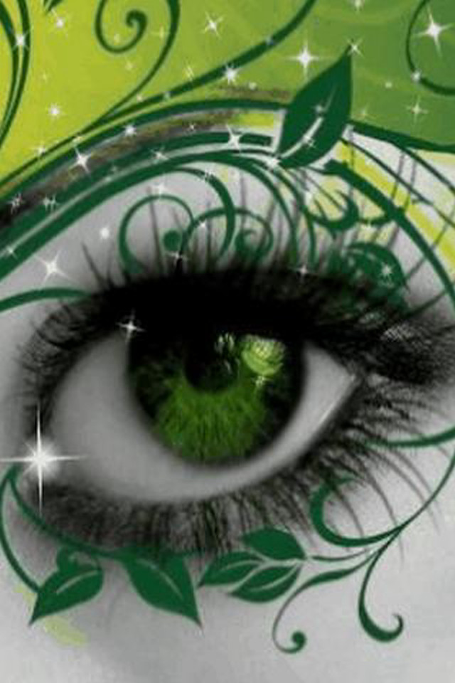 Green eye swirl iris stars free wallpaper - medium preview image