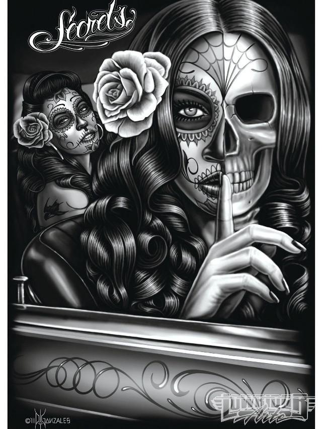 Woman skeleton face rose forehead free wallpaper - medium preview image