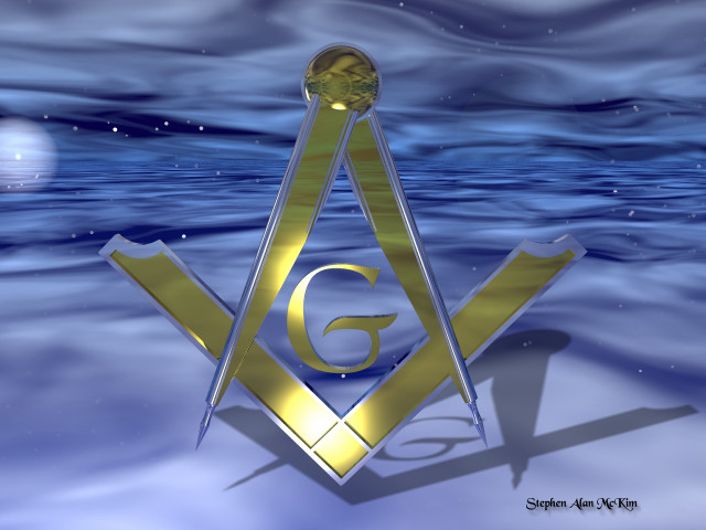 Golden masonic symbol ocean night free wallpaper - medium preview image