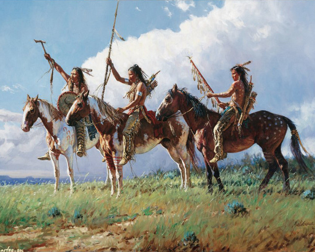 Native american indians horses field free wallpaper - medium preview image