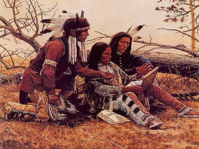 Native americans sitting bird flying free wallpaper - medium preview image