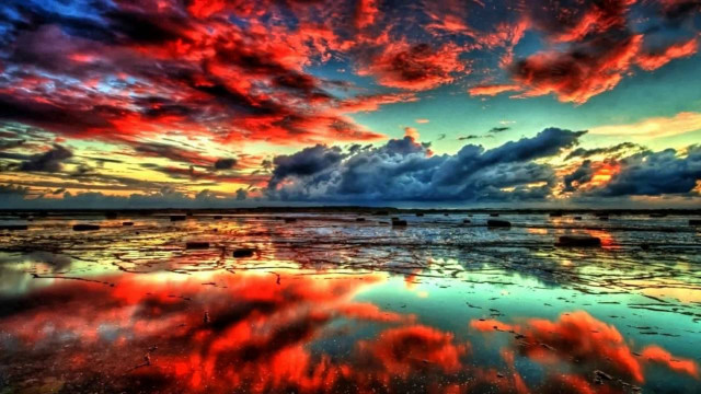 Colorful sky clouds reflection water #4 free wallpaper - medium preview image