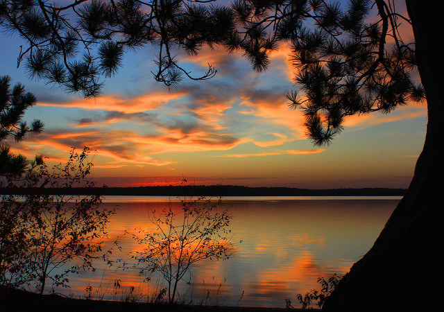 Sunset lake tree clouds sky #2 free wallpaper - medium preview image