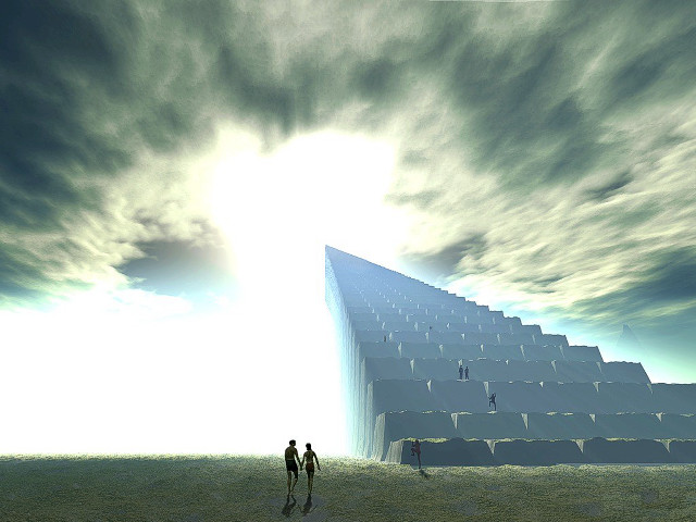 Two people giant pyramid sky free wallpaper - medium preview image