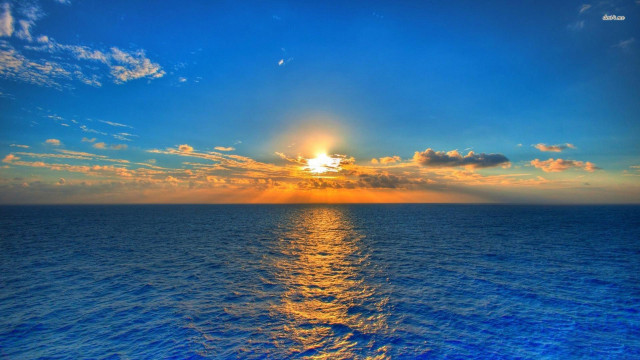 Sunset ocean clouds sun rays #4 free wallpaper - medium preview image