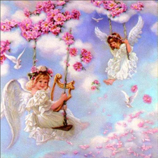 Angels swinging in sky with free wallpaper - medium preview image