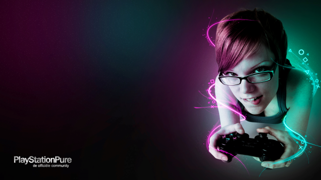 Woman game controller neon lights free wallpaper - medium preview image