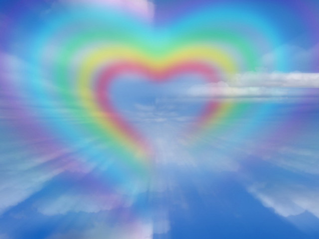 Heart shaped object clouds rainbow free wallpaper - medium preview image