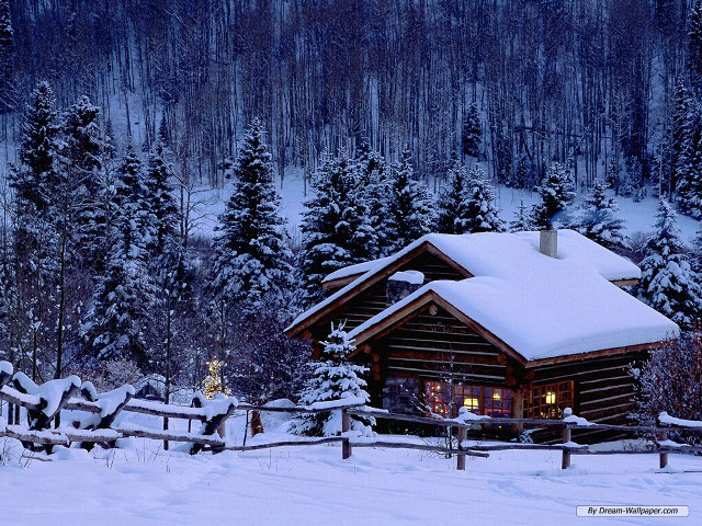 Cabin in the woods snow #3 free wallpaper - medium preview image